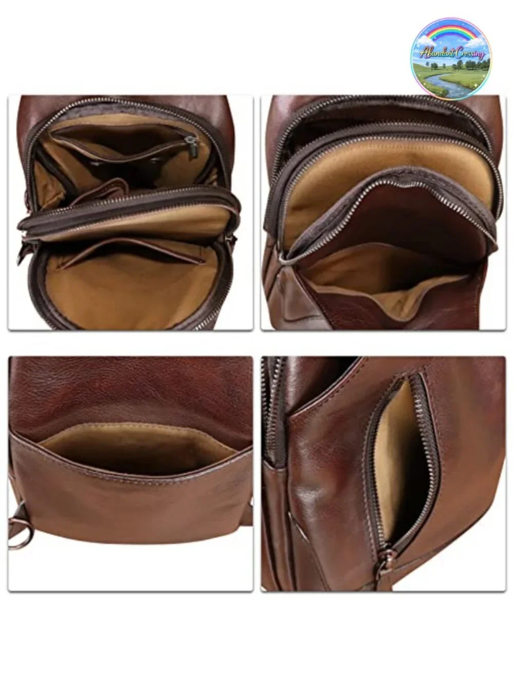 Genuine Leather Sling Bag Crossbody Chest Bag for Men Women